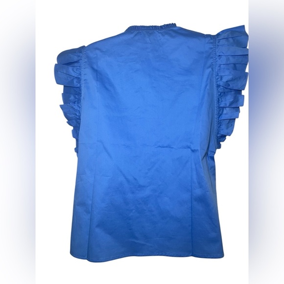 Harshman New NWT 100% Cotton Blue Short Sleeve Estel Top Size Small - Picture 2 of 5